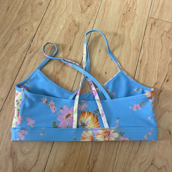 LoveShackFancy Floral Sports Bra - Blue and Pink - Picture 2 of 3